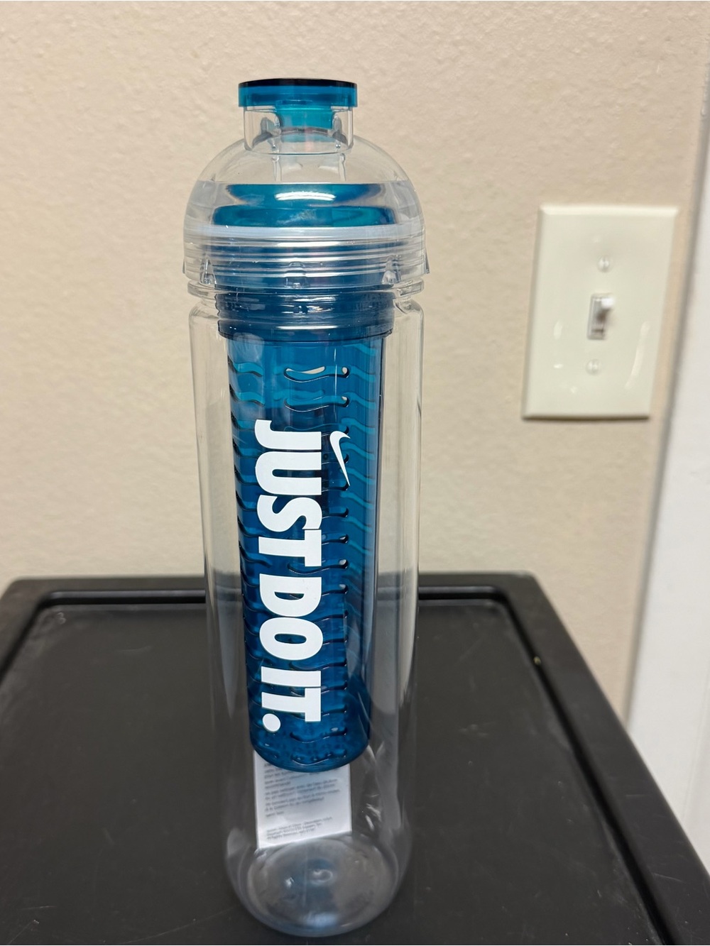 Nike Clear and Blue Water Bottle Infuser